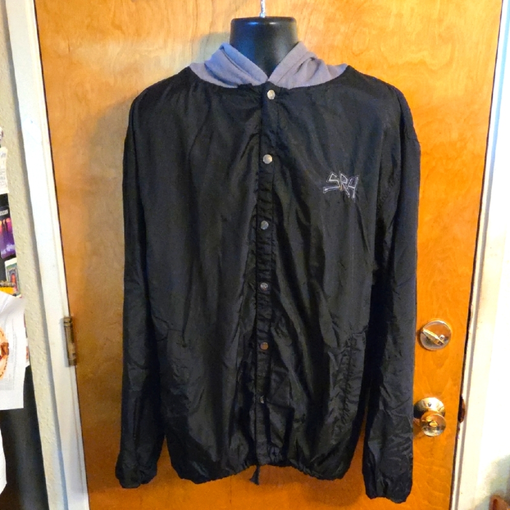 Vintage Y2K SRH Hooded Coach Jacket XXL Surfer Skater Grunge Graphic Embroidered